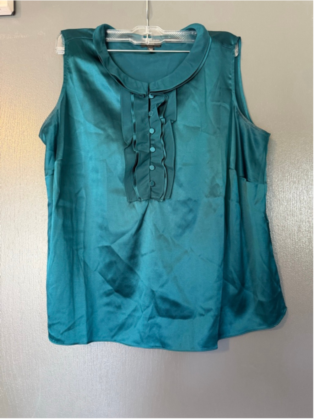 Women's Talbots Teal Silk Blend Sleeveless Blouse 12P